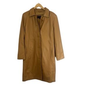 Bod & Christensen Leather 3/4 Trench Coat Style Button Down Women size 14
